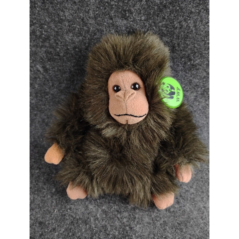 Vintage 1986 WWF Gorilla Soft Plush Animal With Plastic Tag Sitting 7-8”